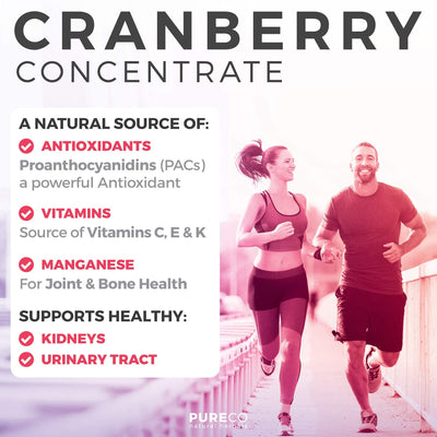 Pure Co Organic Cranberry Concentrate - 25,000mg of Fresh Cranberries (Equivalent) For Kidney Cleanse & Urinary Tract Health - UTI Support Vitamins - Fruit 50:1 Extract Supplement - 60 Vegan Capsules No Pills thumbnail