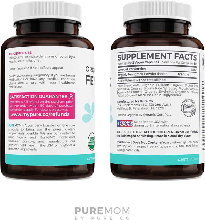USDA Organic Fenugreek Capsules (Vegan)