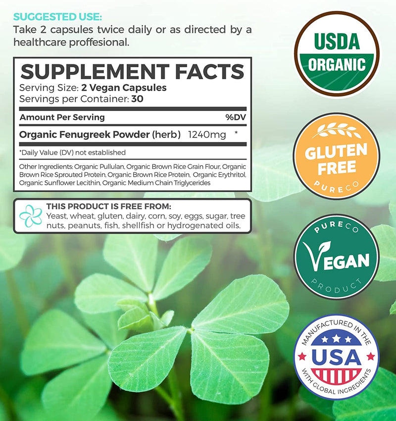 USDA Organic Fenugreek Capsules (Vegan)