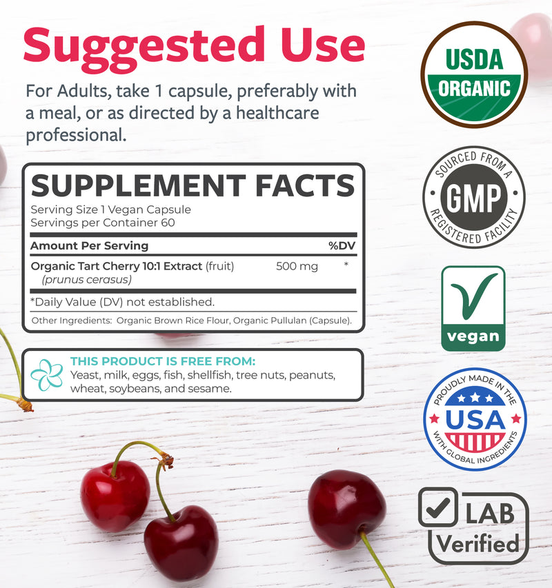 Organic Tart Cherry Capsules - 10:1 Extract
