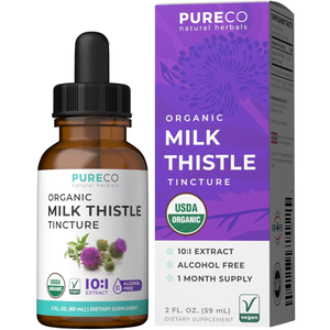 Front of bottle of Organic Milk Thistle
