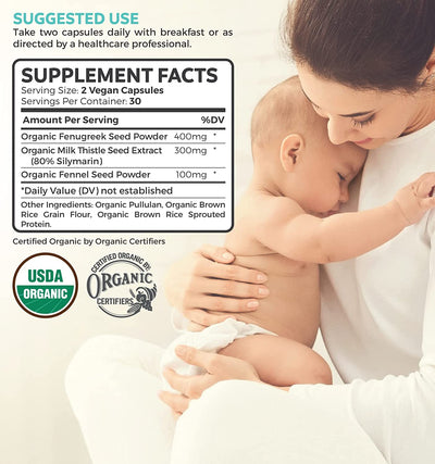 Pure Mom Organic Lactation Supplement - Increase Milk Supply with Herbal Breastfeeding Support thumbnail