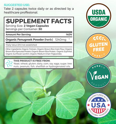 USDA Organic Fenugreek Capsules (Vegan) thumbnail