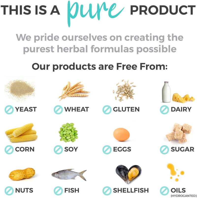 Creating the purest formula possible. Free from yeast, wheat, gluten, dairy, corn, soy, eggs, sugar, nuts, fish, shellfish and oils.